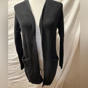 Universal thread gray knit open front long line cardigan sweater size XS